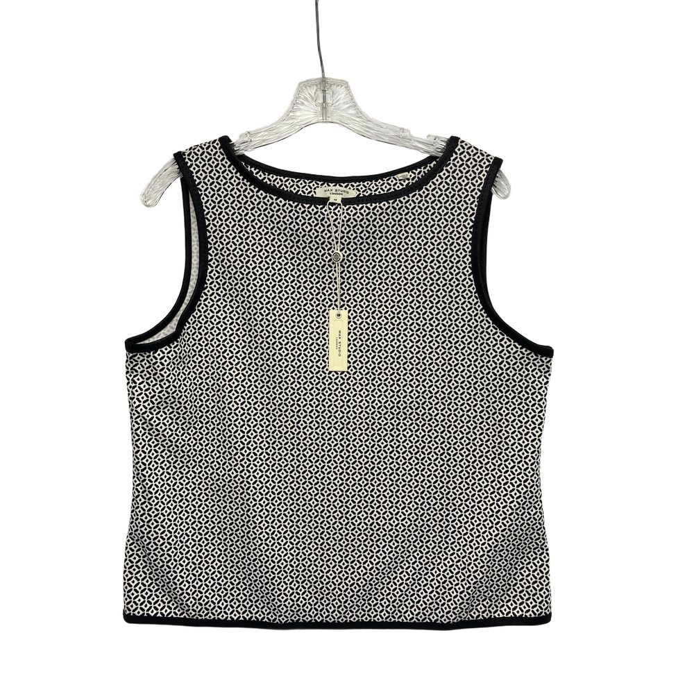 Max Studio London Black‎ White Geometric Contrast Sleeveless Top Medium - Picture 2 of 10